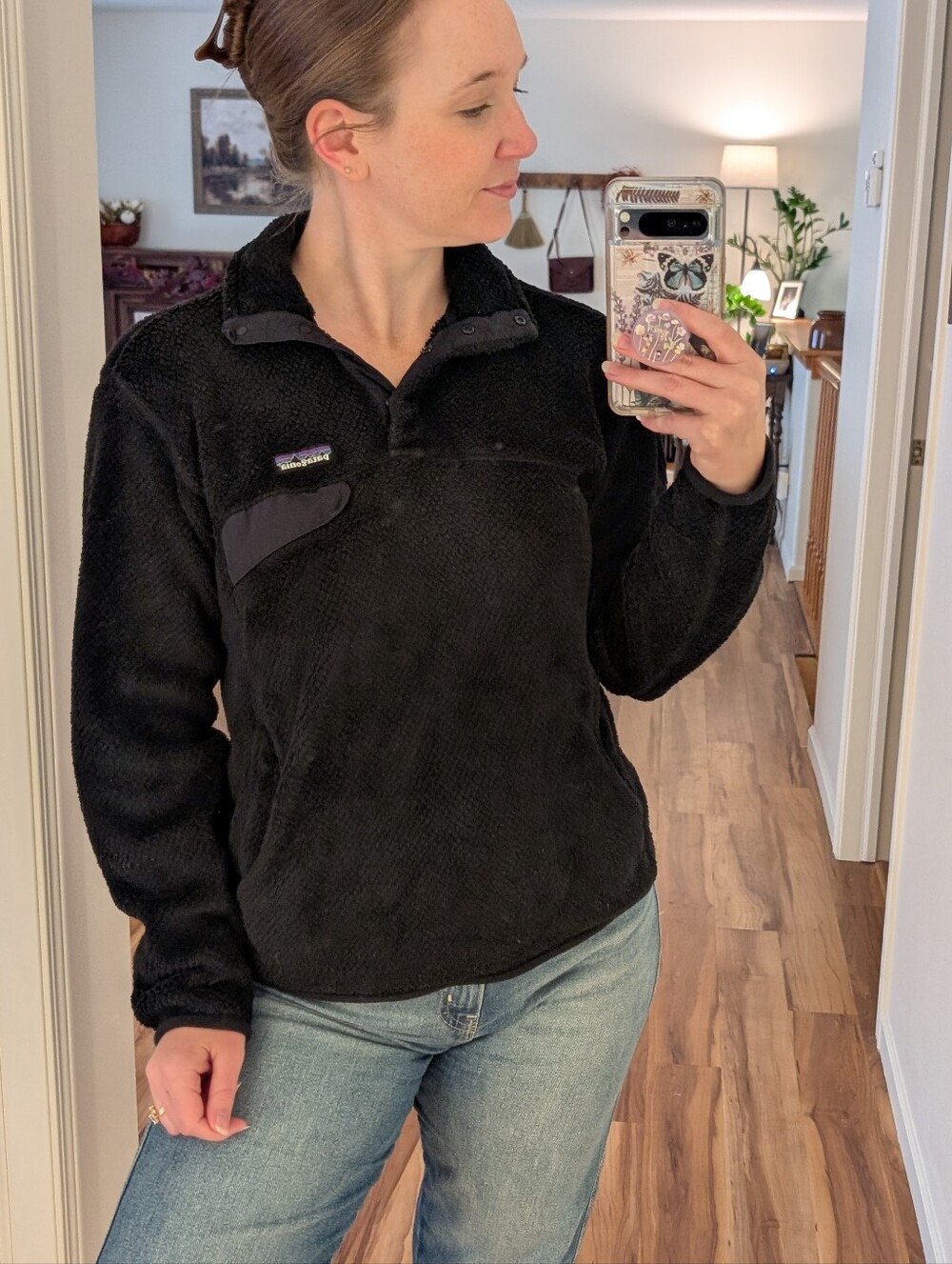 Patagonia Re-Tool T-Snap Fleece Black Sweatshirt - Size Medium